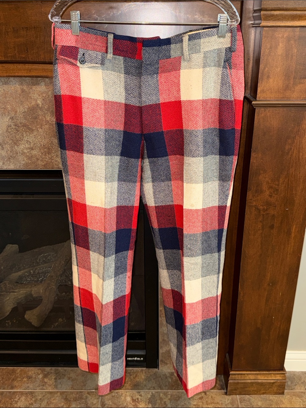 1970s Country Britches Plaid Trousers Vintage Union Made Wool Plaid Pants 34x27